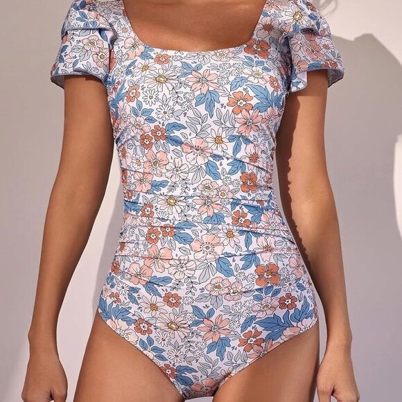 Brand New Women's Tummy Control One Piece Swimsuit Orange Print X-large - Picture 6 of 6